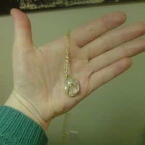 Gold Wrapped Clear Quartz Clear Pendant Necklace